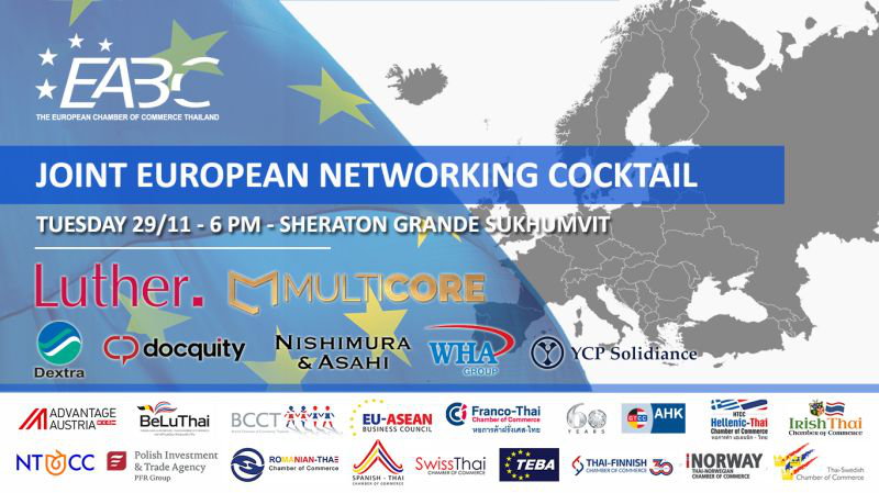 Joint European Networking Cocktail on 29 November 2022 with EABC -The European Chamber of Commerce Thailand